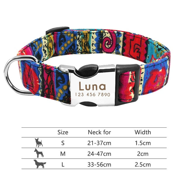 Nylon Personalized Pet Collar Engraved ID Tag Nameplate Reflective for Small Medium Large Dogs The Clothing Company Sydney