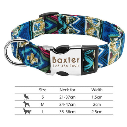 Nylon Personalized Pet Collar Engraved ID Tag Nameplate Reflective for Small Medium Large Dogs The Clothing Company Sydney
