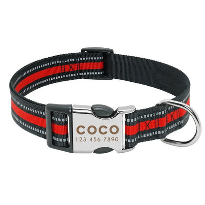 Nylon Personalized Pet Collar Engraved ID Tag Nameplate Reflective for Small Medium Large Dogs The Clothing Company Sydney