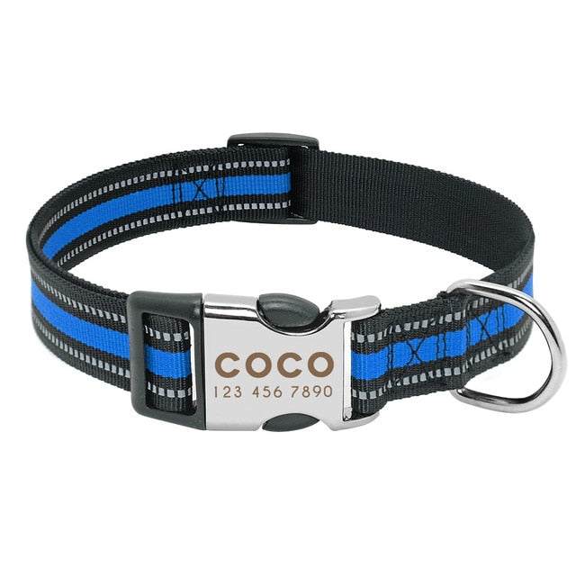 Nylon Personalized Pet Collar Engraved ID Tag Nameplate Reflective for Small Medium Large Dogs The Clothing Company Sydney
