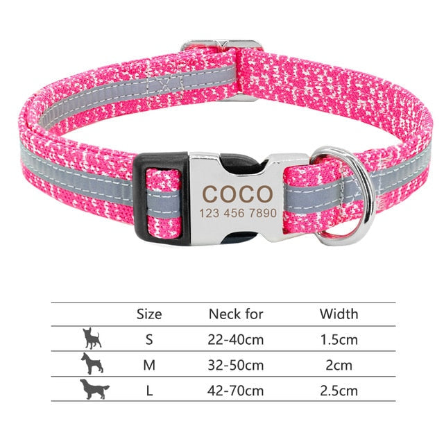 Nylon Personalized Pet Collar Engraved ID Tag Nameplate Reflective for Small Medium Large Dogs The Clothing Company Sydney
