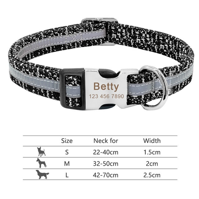 Nylon Personalized Pet Collar Engraved ID Tag Nameplate Reflective for Small Medium Large Dogs The Clothing Company Sydney