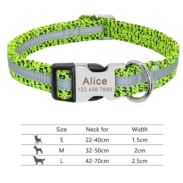 Nylon Personalized Pet Collar Engraved ID Tag Nameplate Reflective for Small Medium Large Dogs The Clothing Company Sydney