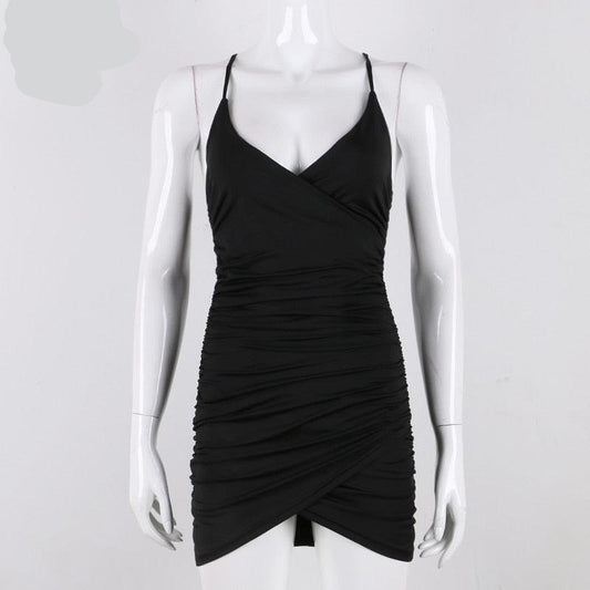 Deep V Neck Bodycon Backless Ruched Side Slit Back Cross Spaghetti Strap Summer Club Mini Party Dresses The Clothing Company Sydney