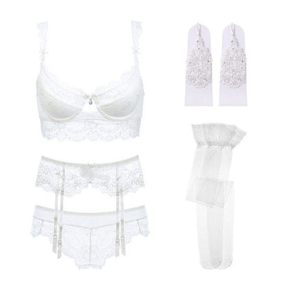 5 Piece Lingerie Lace push up bra sets bra, panties, garter, stockings and necklace set The Clothing Company Sydney