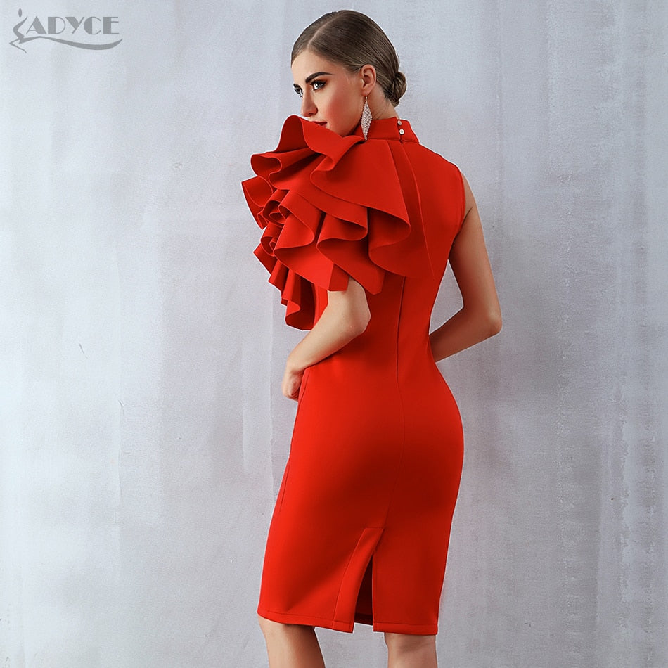 Sleeveless Ruffle Bodycon Midi Night Club Dress in 5 Colours The Clothing Company Sydney