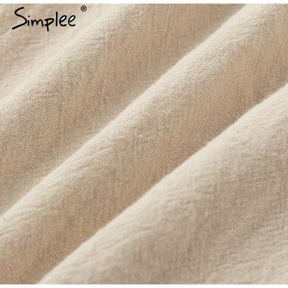 Vintage button women dress shirt V neck short sleeve cotton linen short summer dress The Clothing Company Sydney