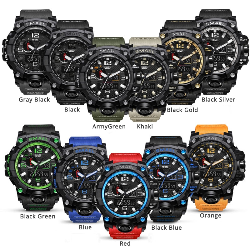 Mens Sports Dual Display Analog Digital LED Electronic Quartz Wristwatches Waterproof Swimming Military Watch The Clothing Company Sydney