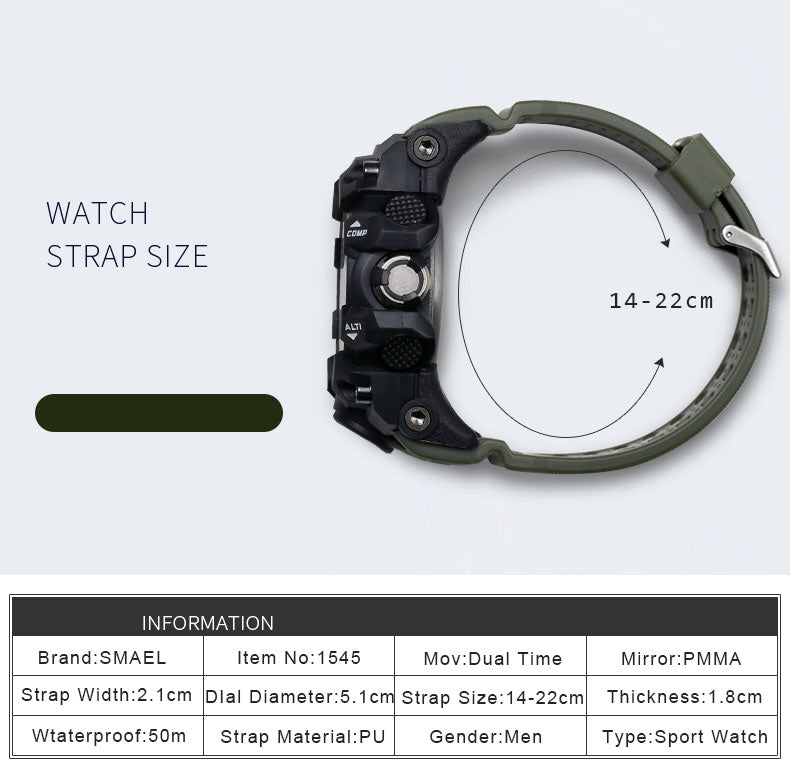 Mens Sports Dual Display Analog Digital LED Electronic Quartz Wristwatches Waterproof Swimming Military Watch The Clothing Company Sydney