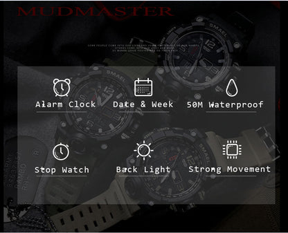 Mens Sports Dual Display Analog Digital LED Electronic Quartz Wristwatches Waterproof Swimming Military Watch The Clothing Company Sydney