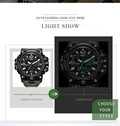 Mens Sports Dual Display Analog Digital LED Electronic Quartz Wristwatches Waterproof Swimming Military Watch The Clothing Company Sydney