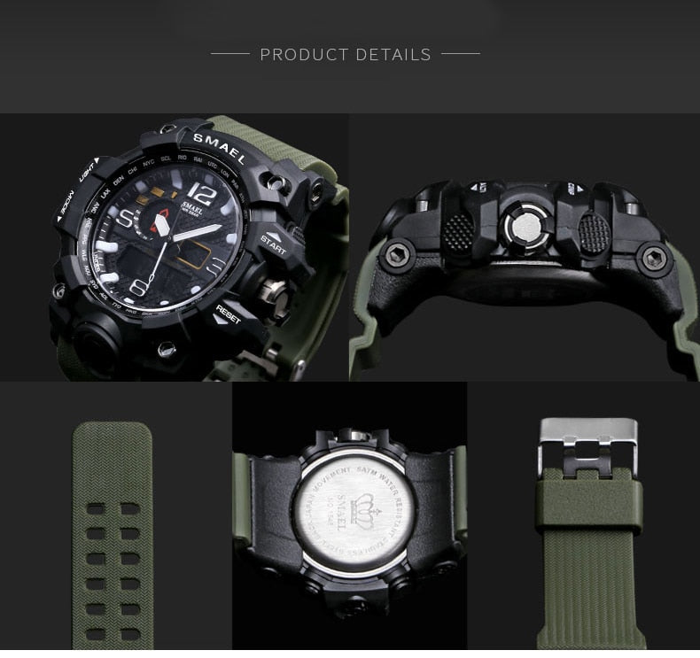Mens Sports Dual Display Analog Digital LED Electronic Quartz Wristwatches Waterproof Swimming Military Watch The Clothing Company Sydney