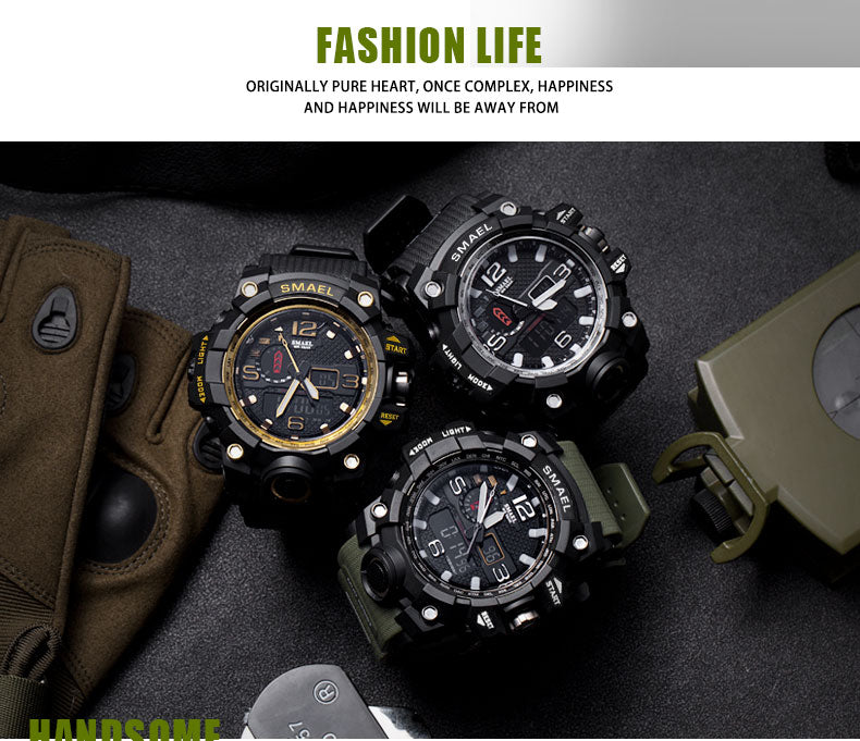 Mens Sports Dual Display Analog Digital LED Electronic Quartz Wristwatches Waterproof Swimming Military Watch The Clothing Company Sydney