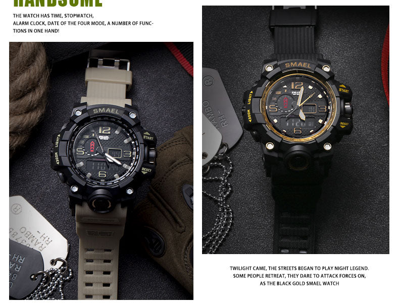 Mens Sports Dual Display Analog Digital LED Electronic Quartz Wristwatches Waterproof Swimming Military Watch The Clothing Company Sydney