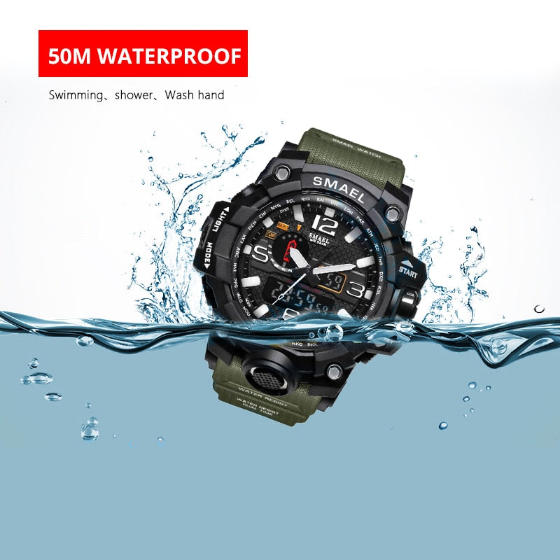 Mens Sports Dual Display Analog Digital LED Electronic Quartz Wristwatches Waterproof Swimming Military Watch The Clothing Company Sydney