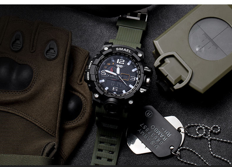 Mens Sports Dual Display Analog Digital LED Electronic Quartz Wristwatches Waterproof Swimming Military Watch The Clothing Company Sydney