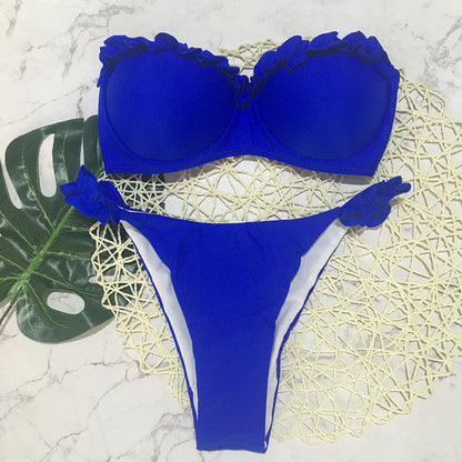 2 Piece Padded Push Up Strapless Ruffle Bra Low Waist Bikini Swimwear Set The Clothing Company Sydney