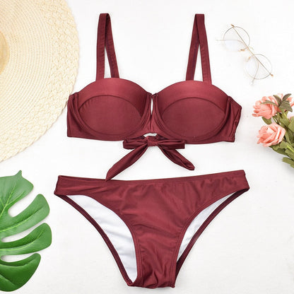 2 Piece Padded Push Up Strapless Ruffle Bra Low Waist Bikini Swimwear Set The Clothing Company Sydney