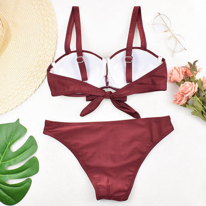 2 Piece Padded Push Up Strapless Ruffle Bra Low Waist Bikini Swimwear Set The Clothing Company Sydney