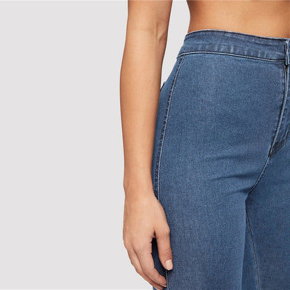 Solid Skinny Spring Autumn Skinny Stretchy Blue Navy High Waist Denim Jeans The Clothing Company Sydney