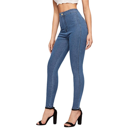 Solid Skinny Spring Autumn Skinny Stretchy Blue Navy High Waist Denim Jeans The Clothing Company Sydney
