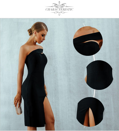 Bodycon Bandage Summer Sexy Elegant Black One Shoulder Midi Celebrity Runway Party Dress The Clothing Company Sydney