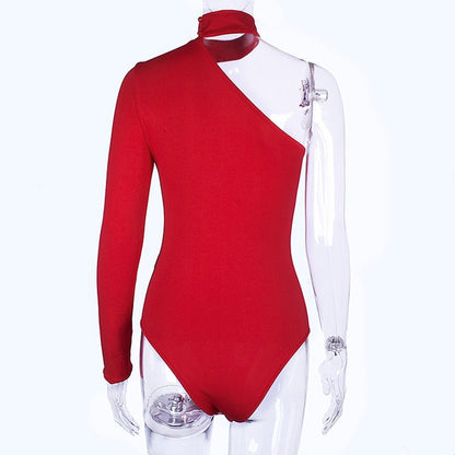 Cotton halter one shoulder Choker Long Sleeve bodysuit The Clothing Company Sydney