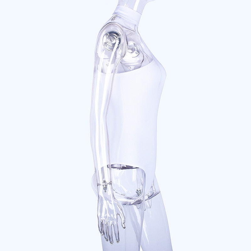 Cotton halter one shoulder Choker Long Sleeve bodysuit The Clothing Company Sydney