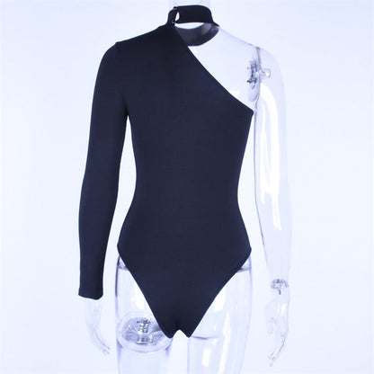 Cotton halter one shoulder Choker Long Sleeve bodysuit The Clothing Company Sydney