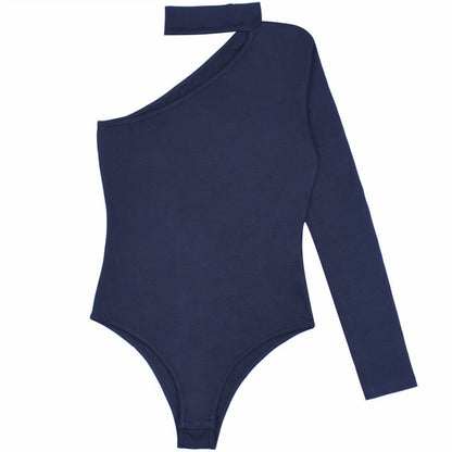Cotton halter one shoulder Choker Long Sleeve bodysuit The Clothing Company Sydney