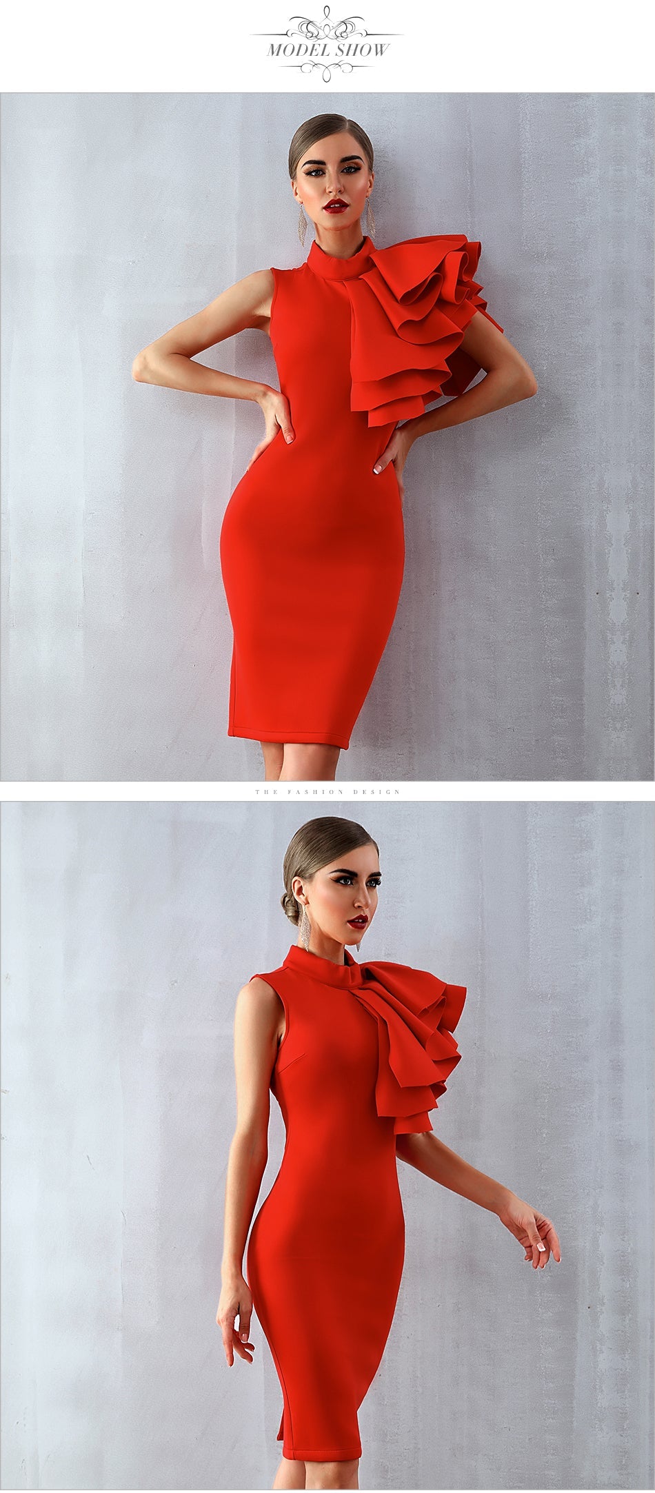 Sleeveless Ruffle Bodycon Midi Night Club Dress in 5 Colours The Clothing Company Sydney