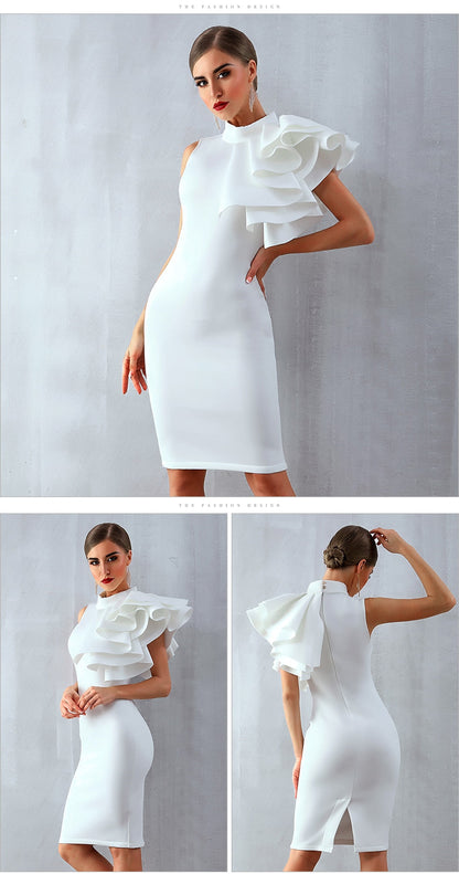 Sleeveless Ruffle Bodycon Midi Night Club Dress in 5 Colours The Clothing Company Sydney