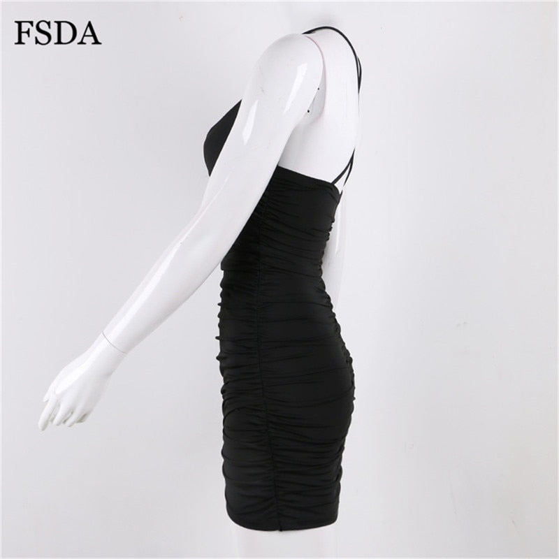 Deep V Neck Bodycon Backless Ruched Side Slit Back Cross Spaghetti Strap Summer Club Mini Party Dresses The Clothing Company Sydney