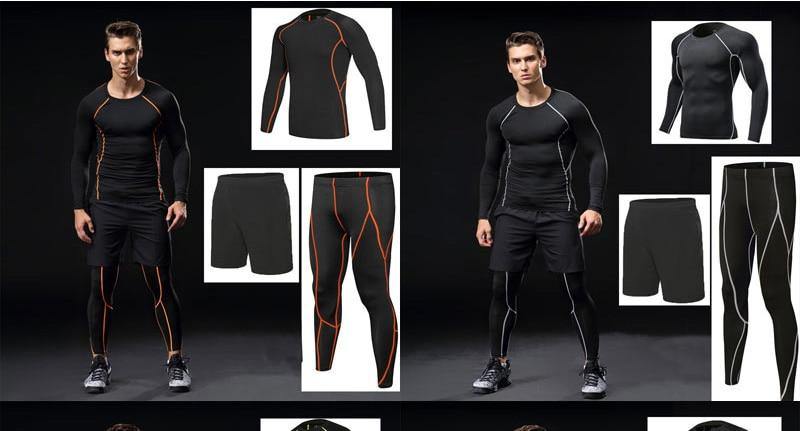 3 Piece Men Gym running sets compression Gym Fitness tight sets sportswear sport basketball jerseys training kit The Clothing Company Sydney