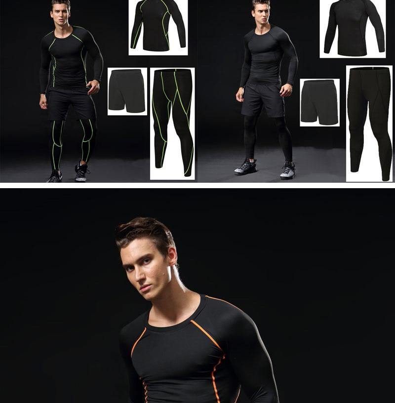 3 Piece Men Gym running sets compression Gym Fitness tight sets sportswear sport basketball jerseys training kit The Clothing Company Sydney