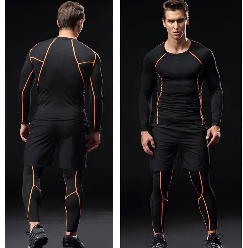 3 Piece Men Gym running sets compression Gym Fitness tight sets sportswear sport basketball jerseys training kit The Clothing Company Sydney