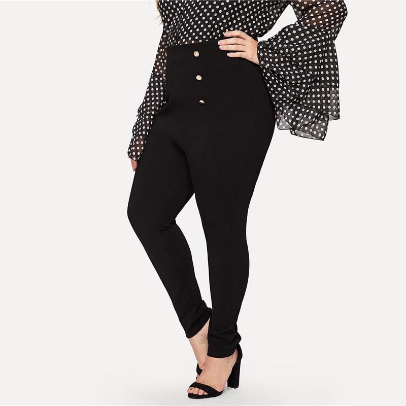 Black High Waist Double Breasted Zipper Closure Pencil Pants Women Plus Size Trousers The Clothing Company Sydney