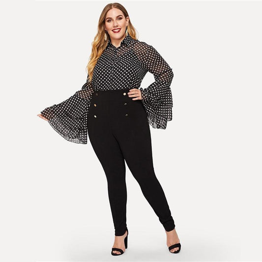 Black High Waist Double Breasted Zipper Closure Pencil Pants Women Plus Size Trousers The Clothing Company Sydney