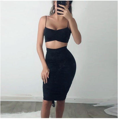 2 Piece Set Women Green Summer Outfits Ruched Tight Sexy Two Piece Set Crop Top And Skirt Set Club Wear Matching Sets The Clothing Company Sydney