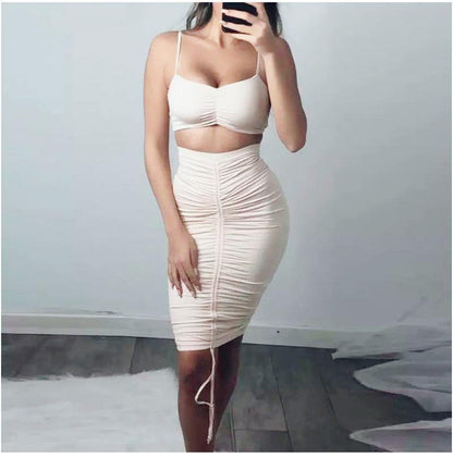 2 Piece Set Women Green Summer Outfits Ruched Tight Sexy Two Piece Set Crop Top And Skirt Set Club Wear Matching Sets The Clothing Company Sydney