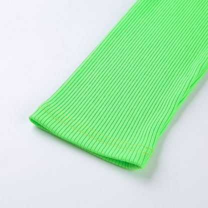 Autumn Winter turtleneck long sleeve neon green t-shirts knitted neon top tee shirt basic Top The Clothing Company Sydney