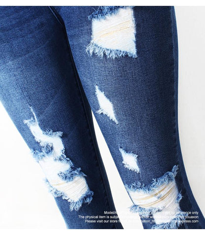 Ultra Stretchy Blue Tassel Ripped  Denim Pants Pencil Skinny Jeans The Clothing Company Sydney