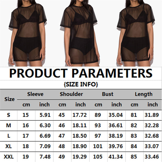 Summer Mesh Mini Dress Female Holiday O Collar Party Casual Dress Black Lace Dress The Clothing Company Sydney