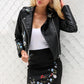 Embroidery faux leather coat Motorcycle zipper wine red leather jacket women Fashion cool outerwear winter jacket The Clothing Company Sydney
