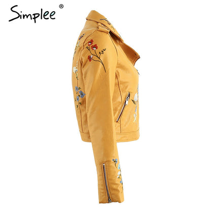 Embroidery faux leather coat Motorcycle zipper wine red leather jacket women Fashion cool outerwear winter jacket The Clothing Company Sydney