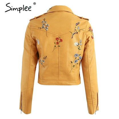 Embroidery faux leather coat Motorcycle zipper wine red leather jacket women Fashion cool outerwear winter jacket The Clothing Company Sydney