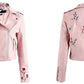 Embroidery faux leather coat Motorcycle zipper wine red leather jacket women Fashion cool outerwear winter jacket The Clothing Company Sydney