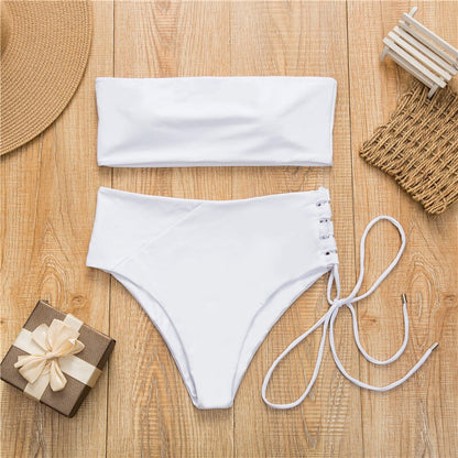 2 Piece High Waist Bandage Swimsuit Push Up Bikini Set Off Shoulder Bathing Suits Summer Beach Wear Swimwear The Clothing Company Sydney