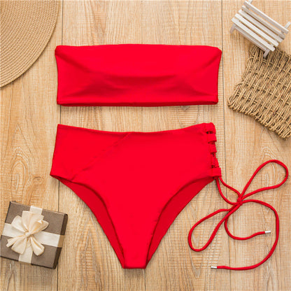 2 Piece High Waist Bandage Swimsuit Push Up Bikini Set Off Shoulder Bathing Suits Summer Beach Wear Swimwear The Clothing Company Sydney