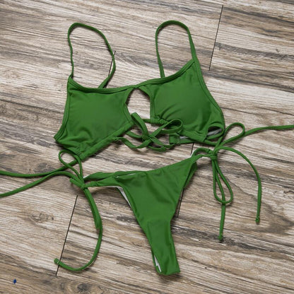 2 Piece Push Up Bra Top Padded String Thong Bikini Low Waist Swimsuit Swimwear The Clothing Company Sydney